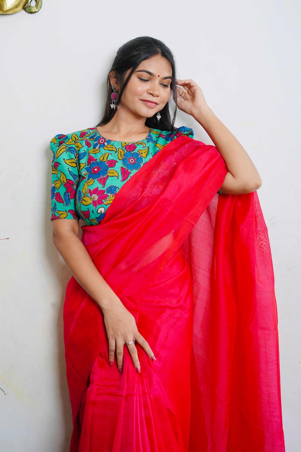 Mangalagiri Plain Magenta Pink Saree