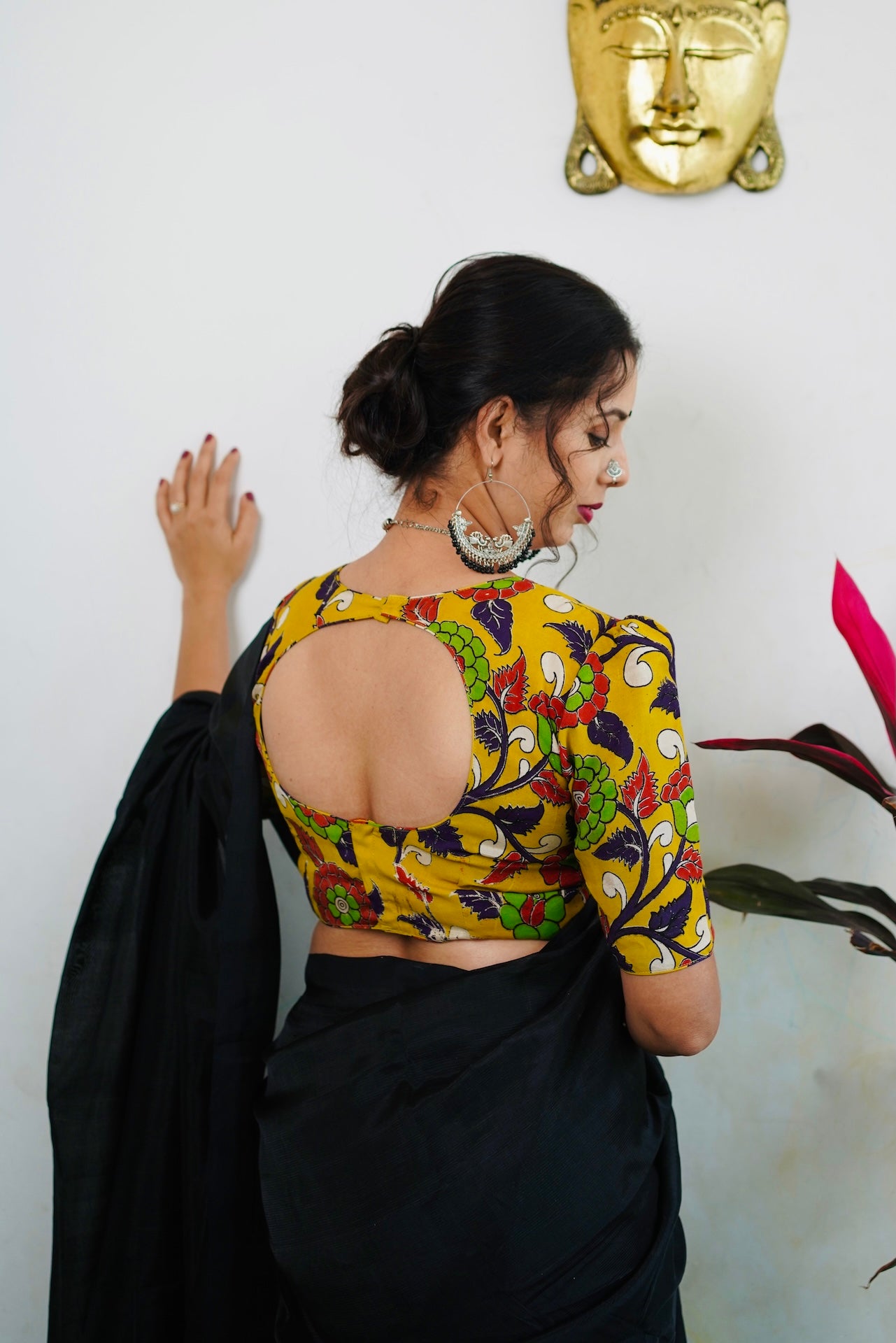 Mangalagiri Plain Black Saree