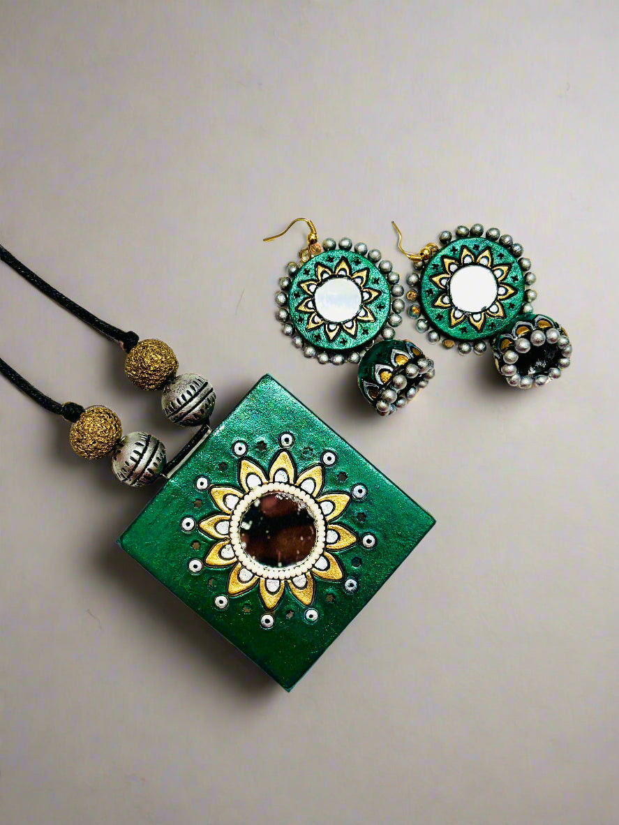 Mirror Work Terracotta Jewellery Set