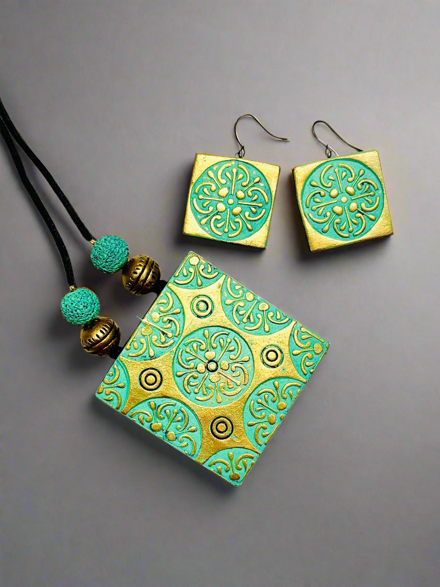 Teal & Gold Terracotta Jewellery Set