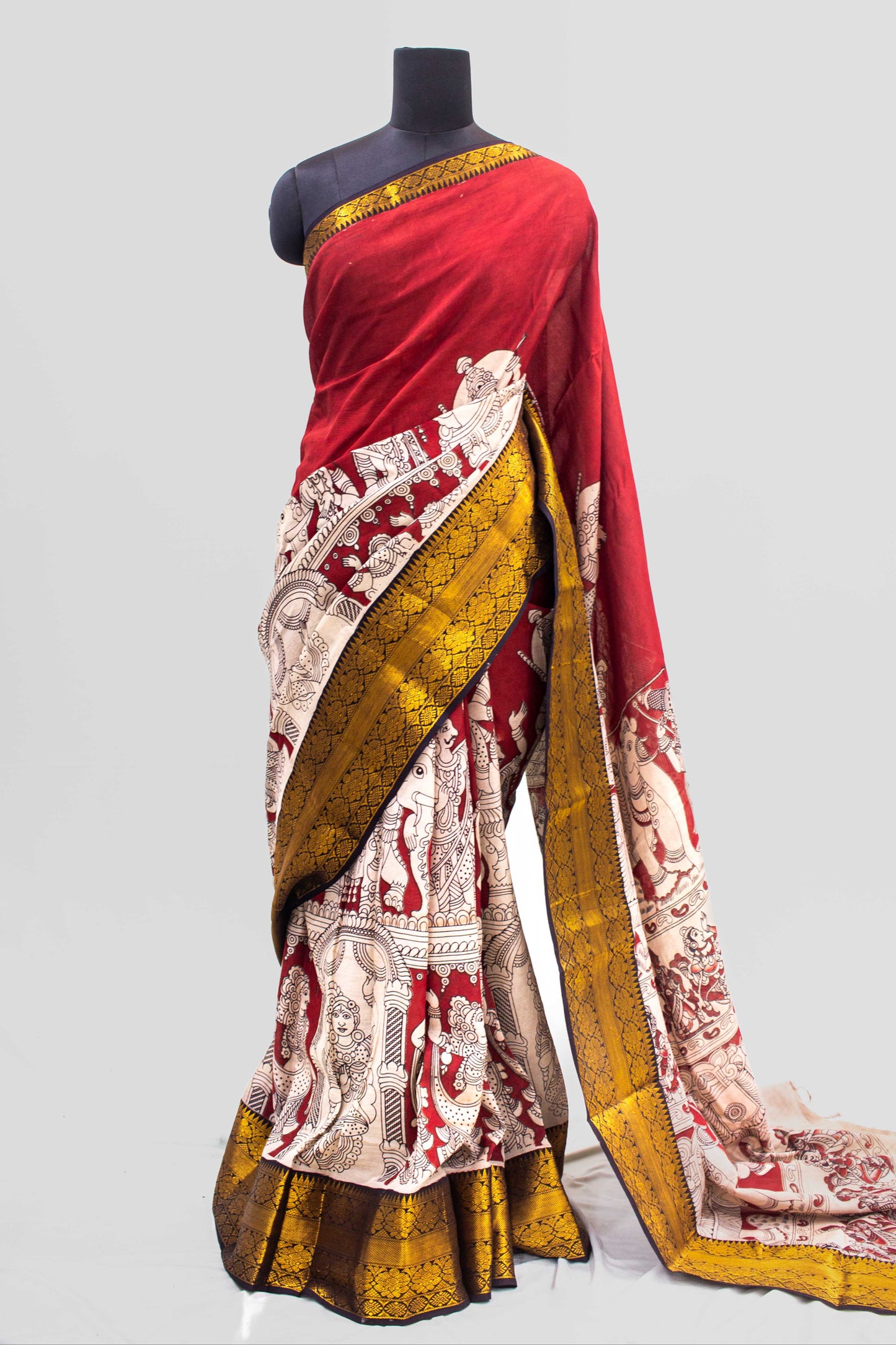 Beautiful Kalamkari R&B Silk Saree with Kanchi Border