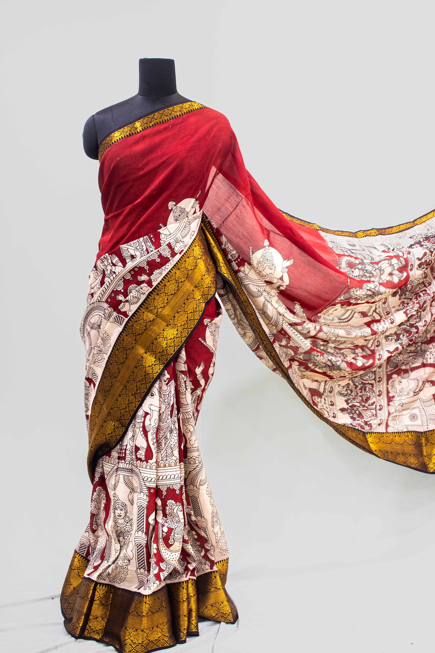 Beautiful Kalamkari R&B Silk Saree with Kanchi Border